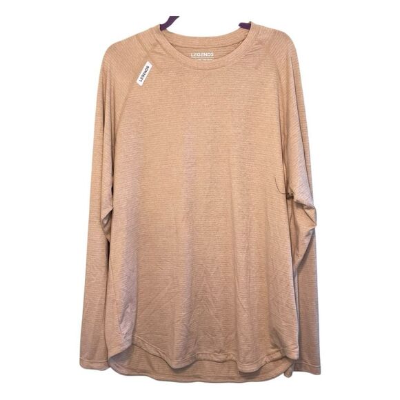 Legends Enzo Long Sleeve Performance Tee Tan Striped Wicking Crewneck XXL - Picture 1 of 11